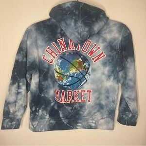 Chinatown Market M  Basketball Globe Hoodie Blue/White Tie-Dye Flaw  T18